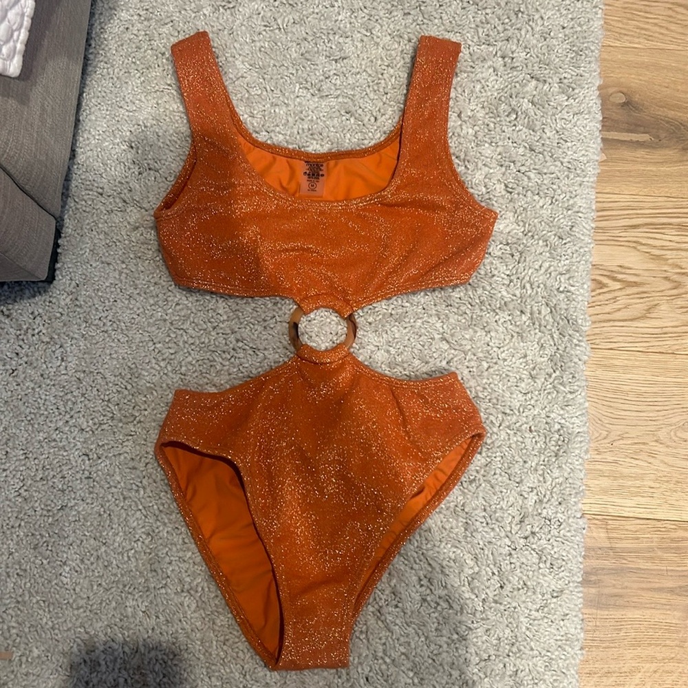 Montce cut out one piece orange sparkle swimsuit